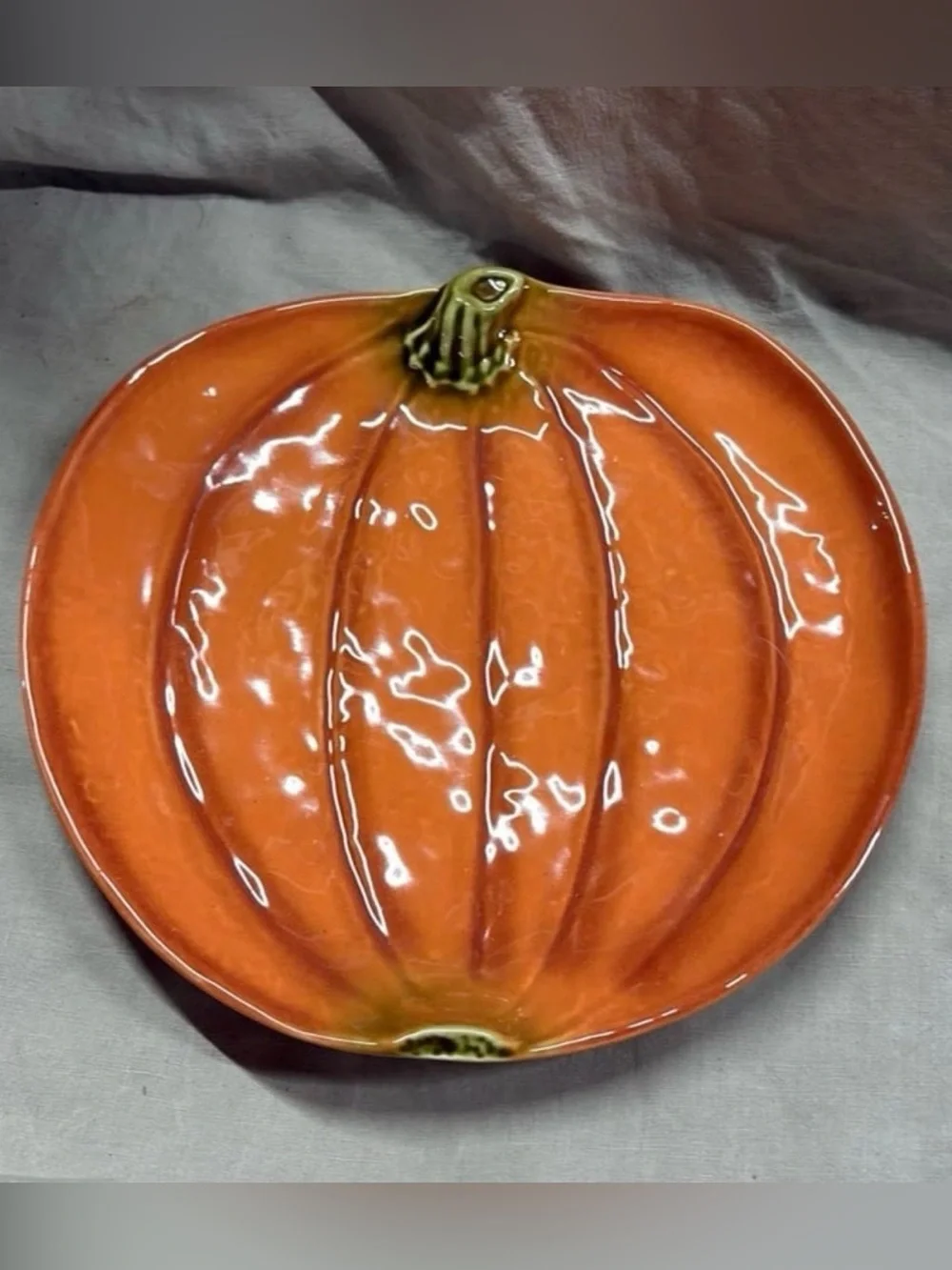 World Market Ceramic Pumpkin Serving Plate - Orange